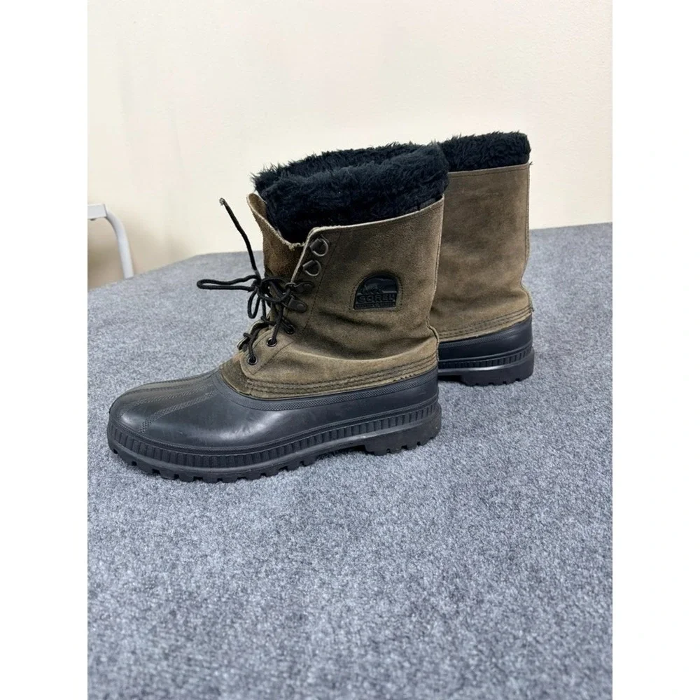 Sorel Boots Kauffman  Mens Brown Black Polar Winter Leather Steel Shank‎ Size 10
